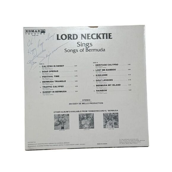 LP Lord Necktie Sings Songs of Bermuda (Edmar ELPS 1162) Canada - Signed - Picture 2 of 9